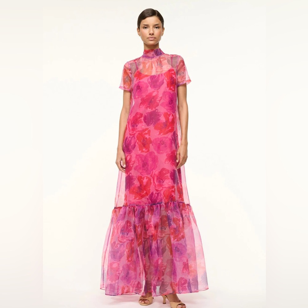 STAUD Pink Floral Maxi Dress